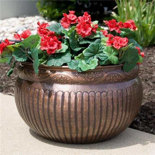 Perfectpatio 12" Floral Planter, Vintage Copper PE1628777 - main